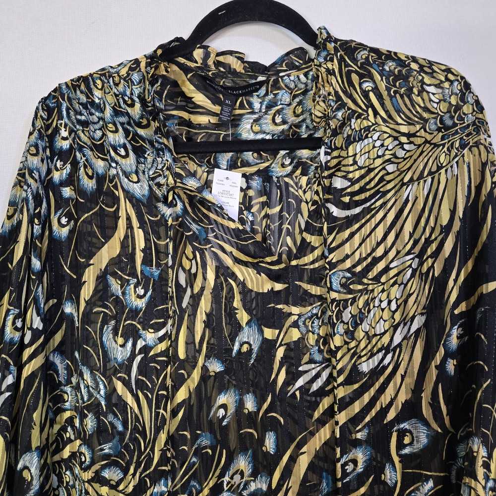 WHBM Women Size XL Elegant Silky Tunic Print Women's Blouse NWT - Picture 5 of 12